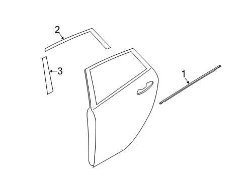2017 Ford Fiesta Exterior Trim - Rear Door Upper Molding Diagram for FE8Z5420550A