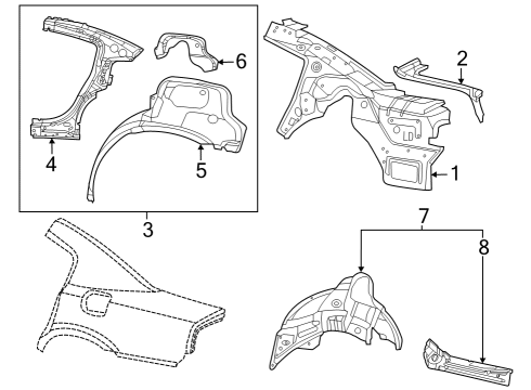 2020 Dodge Charger Inner Structure - Quarter Panel TROUGH-Deck Opening Diagram for 68217438AD