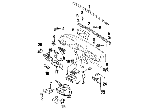 2001 Isuzu VehiCROSS Cluster & Switches, Instrument Panel Grille, Lap Ventilator Diagram for 8971234420