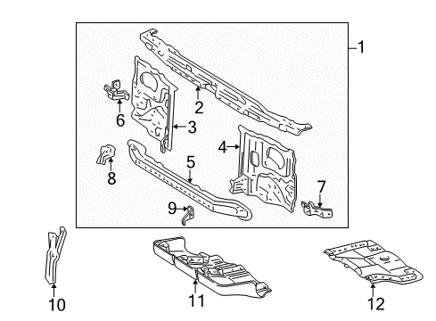 2000 Toyota 4Runner Radiator Support Lock Support Diagram for 5321735020