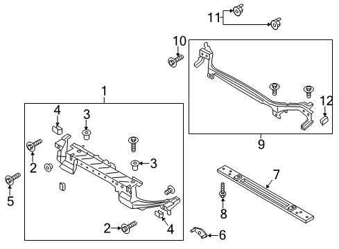 2013 Lincoln MKZ Radiator Support Mount Panel Nut Diagram for W709309S300