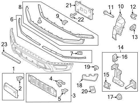 2021 Ford F-150 Exterior Trim - Front Bumper End Panel Nut Diagram for W711670S442
