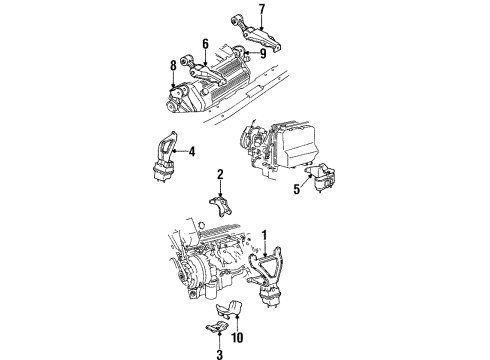 1993 Cadillac Seville Engine & Trans Mounting Bracket Asm-Engine Mount Strut Diagram for 3543124
