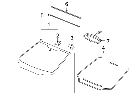 2010 Honda Civic Windshield Glass Molding, FR. Windshield Diagram for 73150SNA003