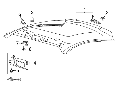 2020 Ford Mustang Interior Trim - Roof Overhead Console Clip Diagram for W717204S424