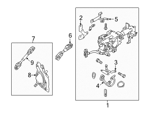 2020 Infiniti Q60 Steering Column & Wheel, Steering Gear & Linkage Shaft Assy-Steering Column, Upper Diagram for 488214GA1A