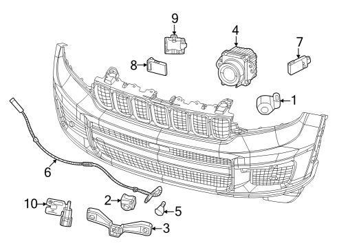 Electrical Components - Front Bumper REAR VIEW Diagram for 68375132AB