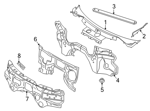 2014 BMW i8 Cowl Sound Insulating Dash Panel Diagram for 51487314926