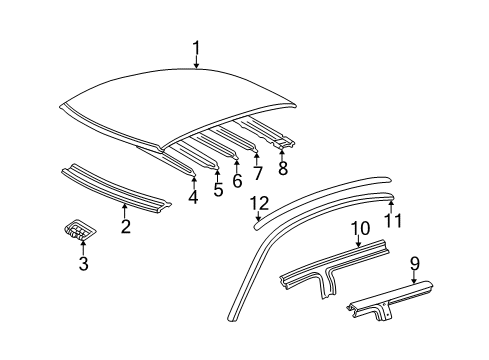 2004 Toyota Avalon Roof & Components, Exterior Trim Rear Header Diagram for 63133AC013