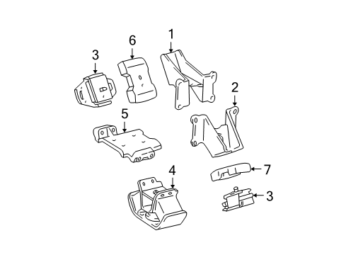 2003 Toyota Tacoma Engine & Trans Mounting Front Mount Bracket Diagram for 1231175050