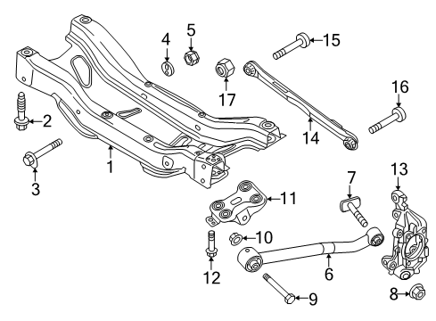 2017 Jeep Compass Rear Suspension Components, Lower Control Arm, Stabilizer Bar C/MEMBER-Rear Suspension Diagram for 68378439AA