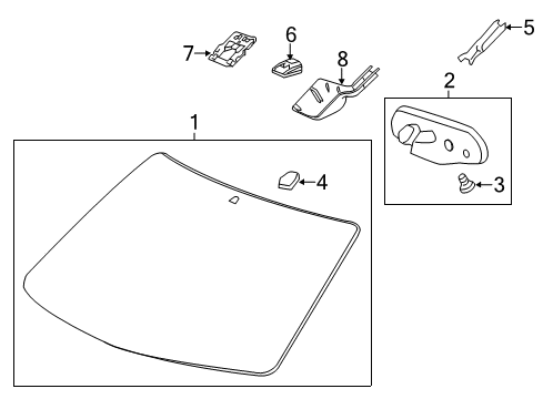 2016 Chevrolet Traverse Windshield Glass Mirror Inside Cover Diagram for 22778166