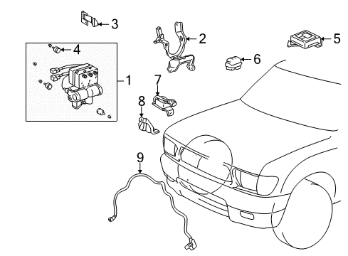 1996 Toyota Tacoma Anti-Lock Brakes Actuator Assembly Holder Diagram for 4454512090