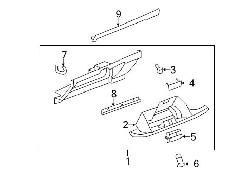2012 Chevrolet Silverado 2500 HD Glove Box Glove Box Assembly Diagram for 20925882