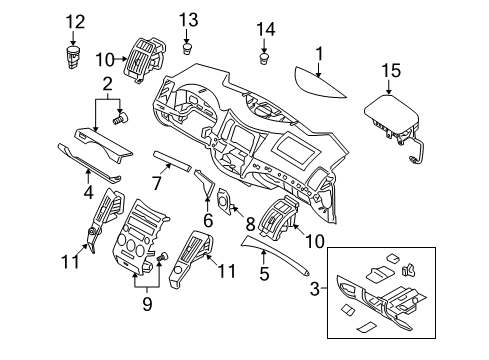2012 Hyundai Veracruz Cluster & Switches, Instrument Panel Duct Assembly-Center Air Ventilator, RH Diagram for 974203J000RA5