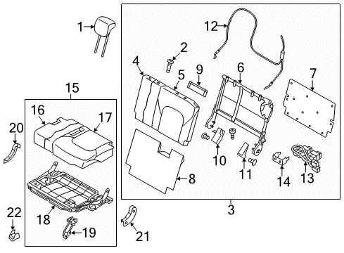 Third Row Seats Headrest Assy-3RD Seat Diagram for 864801ZR5B