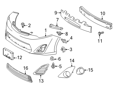 2012 Toyota Camry Front Bumper Hole Cover Diagram for 5212806260