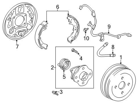 2002 Toyota Prius Rear Brakes Wheel Cylinder Overhaul Kit Diagram for 0447447010