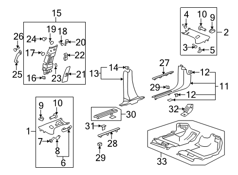 2015 Buick Enclave Interior Trim - Pillars, Rocker & Floor Bracket Bolt Diagram for 11562426
