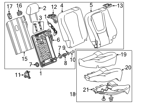 2014 Chevrolet Volt Rear Seat Components Cushion Assembly Diagram for 22834736