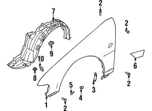 1998 Infiniti I30 Fender & Components PROTCT Front FND L Diagram for 638413L000