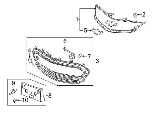 2018 Chevrolet Bolt EV Grille & Components Emblem Diagram for 95429796