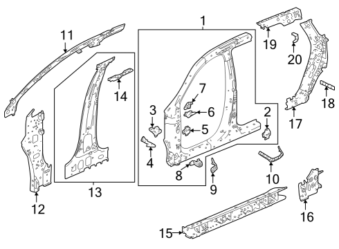 Inner Structure - Pillars Extension R, Center Pillar Lower Diagram for 63123TYAA00ZZ