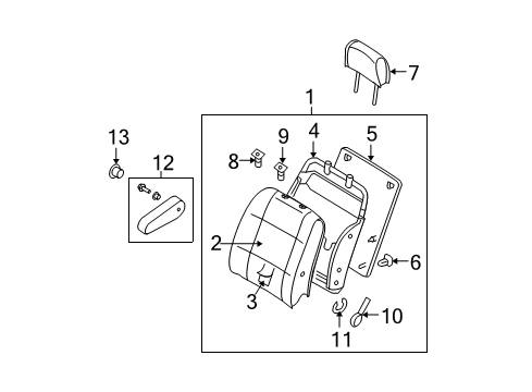 2008 Nissan Quest Front Seat Components Board Assembly Front Seat Back Diagram for 87640ZM20A