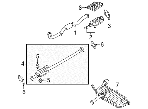 2008 Kia Sportage Exhaust Components Main Muffler Assembly Diagram for 287001F170