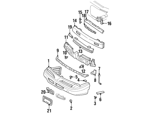 1996 Pontiac Grand Prix Front Bumper Plate Asm-Front Bumper Imp Bar Stud Diagram for 10274678