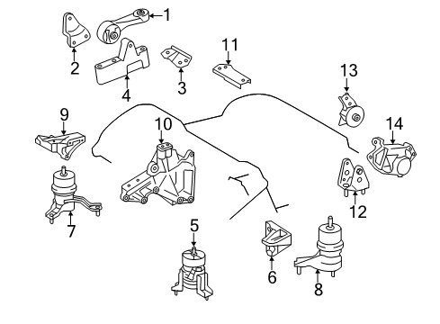 2011 Toyota Highlander Engine & Trans Mounting Strut Rod Diagram for 123630P160