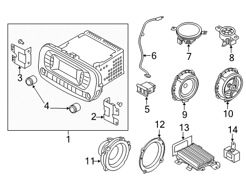 2018 Kia Soul Sound System Front Tweeter Speaker Assembly Diagram for 96310B2000