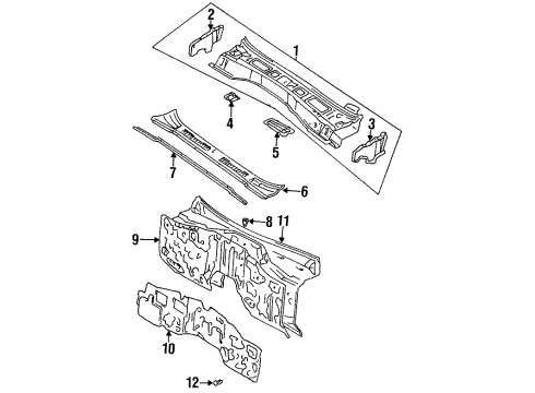 1997 Toyota Land Cruiser Cowl Insulator Diagram for 5522360112