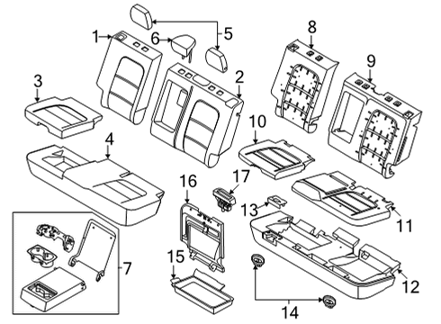 2022 Ford Bronco Sport Rear Seat Components ARMREST ASY Diagram for M1PZ7867112AA