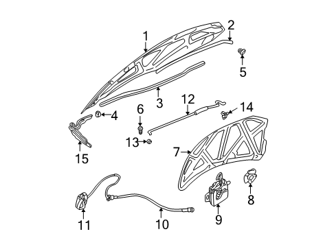 2006 Chrysler Sebring Hood & Components Hood Prop Diagram for 4814822AE