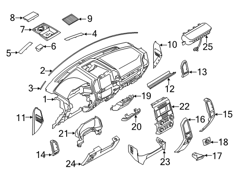 2016 Ford F-150 Instrument Panel Components Outer Panel Diagram for FL3Z1504338AA