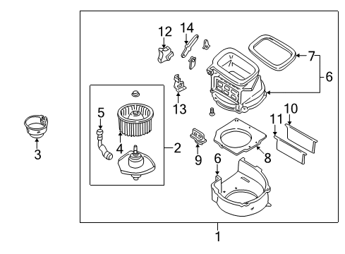 2000 Nissan Altima Blower Motor & Fan Blower Assy-Front Diagram for 272009E001