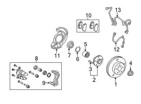 2013 Toyota Highlander Brake Components Rear Pads Diagram for 044660E020