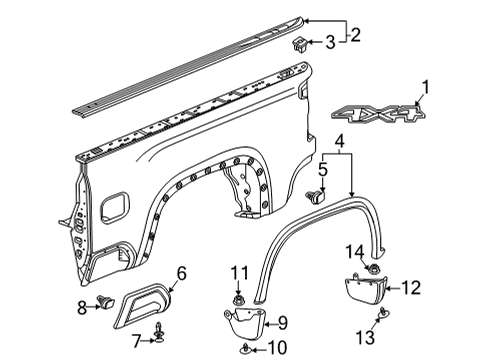2021 Chevrolet Silverado 2500 HD Exterior Trim - Pick Up Box Decal Diagram for 23400362