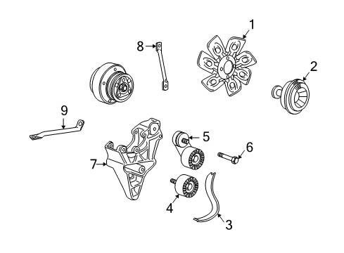 1995 GMC Jimmy Cooling System, Radiator, Water Pump, Cooling Fan, Belts & Pulleys Stud-M8 X 35.0 Diagram for 15602418