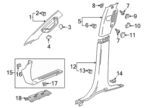 2021 Chevrolet Silverado 2500 HD Interior Trim - Cab Windshield Pillar Trim Lower Cover Diagram for 84482683