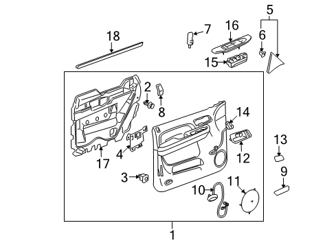 2007 Cadillac Escalade ESV Interior Trim - Front Door Handle Asm-Front Side Door Inside *Vy Light Cashme Diagram for 15920705