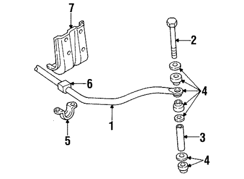 1991 Dodge Dakota Stabilizer Bar & Components - Front Bolt HEXAGON Head 3/8 16X6.50 Diagram for 6034028