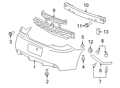 2008 Pontiac G6 Rear Bumper Bracket-Rear Bumper Fascia Diagram for 20851700
