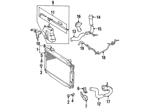 1997 Toyota Land Cruiser Radiator & Components By-Pass Pipe Diagram for 1627866011