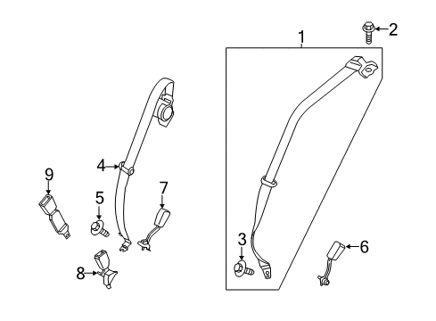 2019 Ford Escape Seat Belt Buckle End Diagram for EJ5Z9961202AC