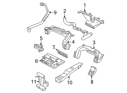 2022 BMW 540i Ducts Center Duct Diagram for 1L2Z19D633AA