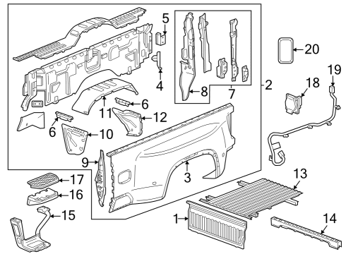1985 Chrysler Executive Limousine Pick Up Box Components Outer Panel Diagram for 84978554