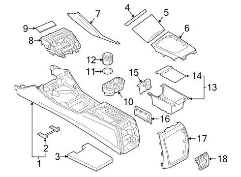 2021 BMW M3 Center Console CUP HOLDER FOR STORAGE COMPA Diagram for 51166806798