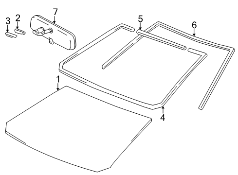 2003 Toyota Matrix Windshield Glass Mirror Inside Diagram for 8781002040